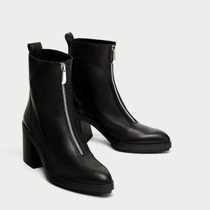 zara boots zip front